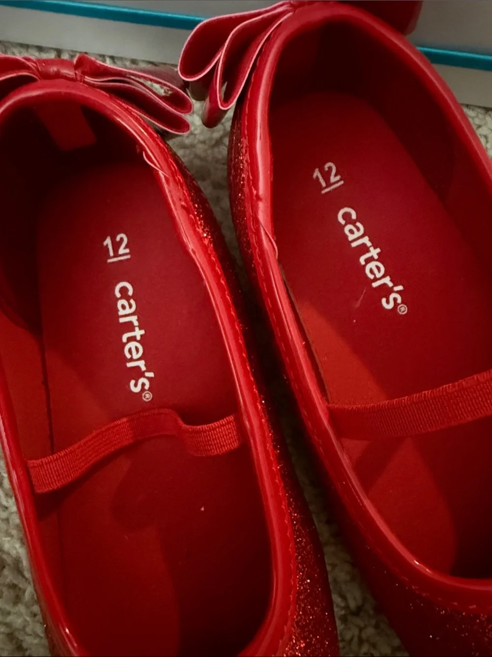 Carter's Red Glitter Bow Mary Jane Shoes